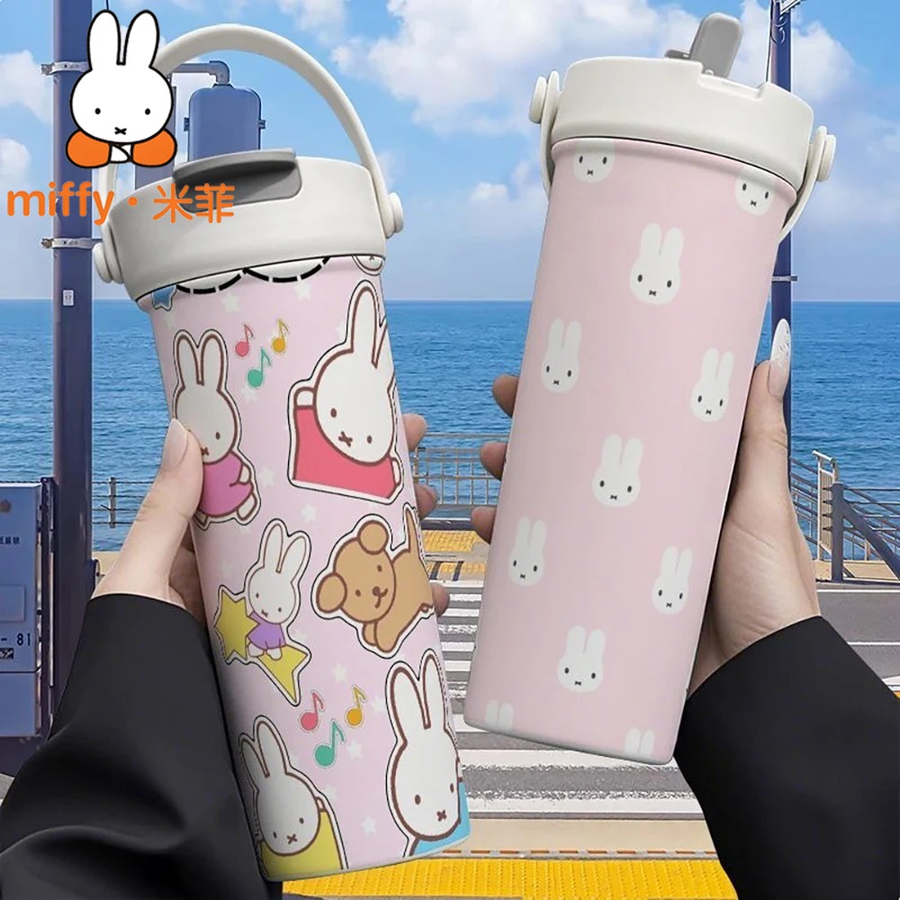 Good Coffee Tea - ミッフィーラビット ハンドヘルドサーモス デュアルドリンクストローカップ 大容量マグ ポータブルコーヒー ティーボトル