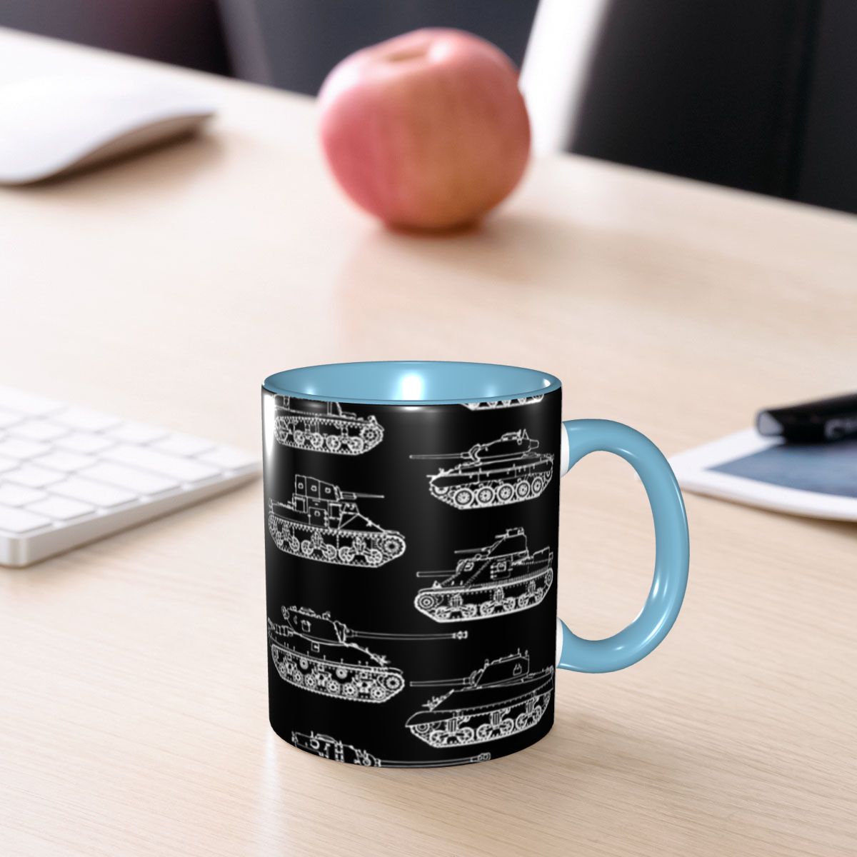 Coffee Tea World - 第二次世界大戦のアメリカ戦車柄マグカップ 面白いセラミック製コーヒーカップ ティーマグ ミルクカップ ドリンクウェア 女性男性へのギフト