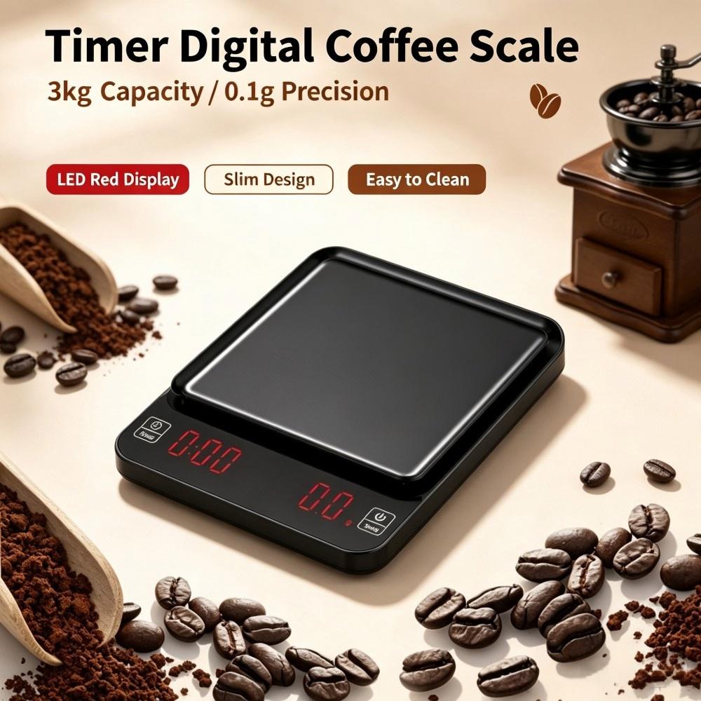 Coffee & Tea Garden Lincoln Menu - 3kg/0.1g高精度デジタルコーヒースケール、LEDポータブルキッチンスケール、ベーキングや家庭料理用電子計量器 ﻿ ﻿