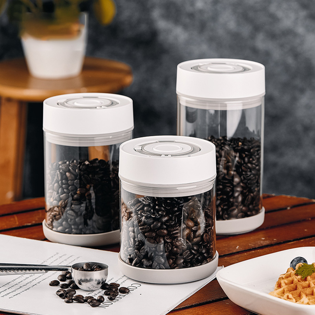 Coffee And Tea Glass - キッチン防湿ガラスコーヒー豆ジャー自動インテリジェント真空保存密封ジャー食品フルーツシリアルティーコンテナ