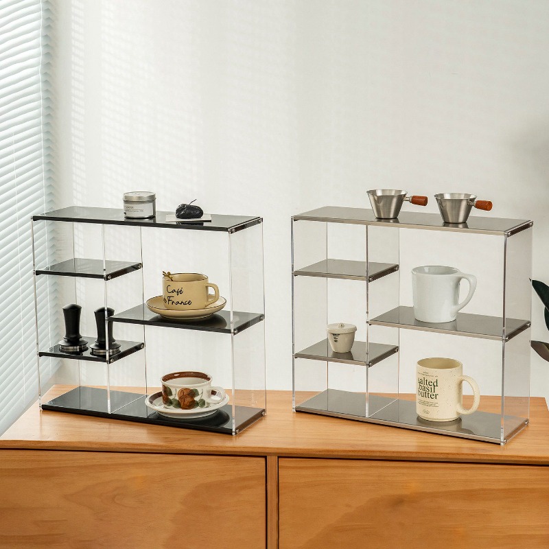 Coffee Tea Unit - 多層ステンレス製棚ユニット大容量フィギュアショーケーススタンド、コーヒーカップ、マグカップ、ティーグラス、キッチン収納キャディー用