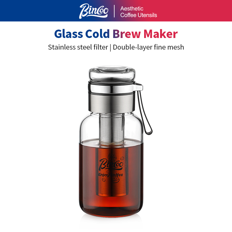 Coffee And Tea Glass - ビンクー コールドブリューコーヒーメーカー アイスコーヒーメーカー ステンレス製ロングティーインフューザー付き 気密コールドブリューピッチャー