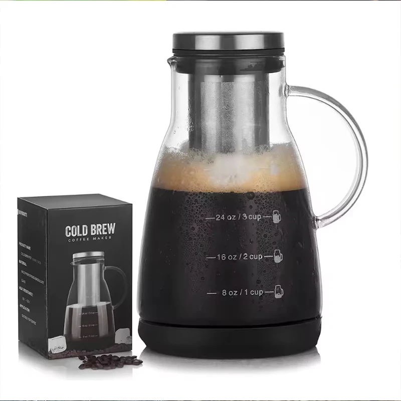 Coffee And Tea Glass - 960ml エスプレッソアイスドリップメーカー ガラスポット コーヒーコールドブリューポット 耐熱ガラスポット ジュースティー用フィルターガラスポット