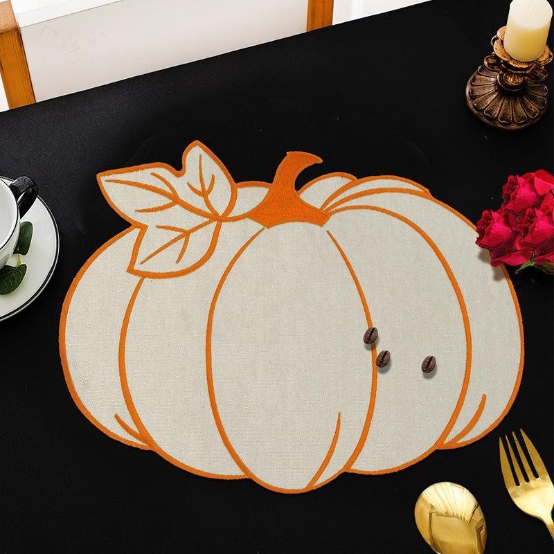 # ハロウィン刺繍リーフパンプキンプレースマット コットン＆ - Coffee Tea And Leaf のレビューと価格