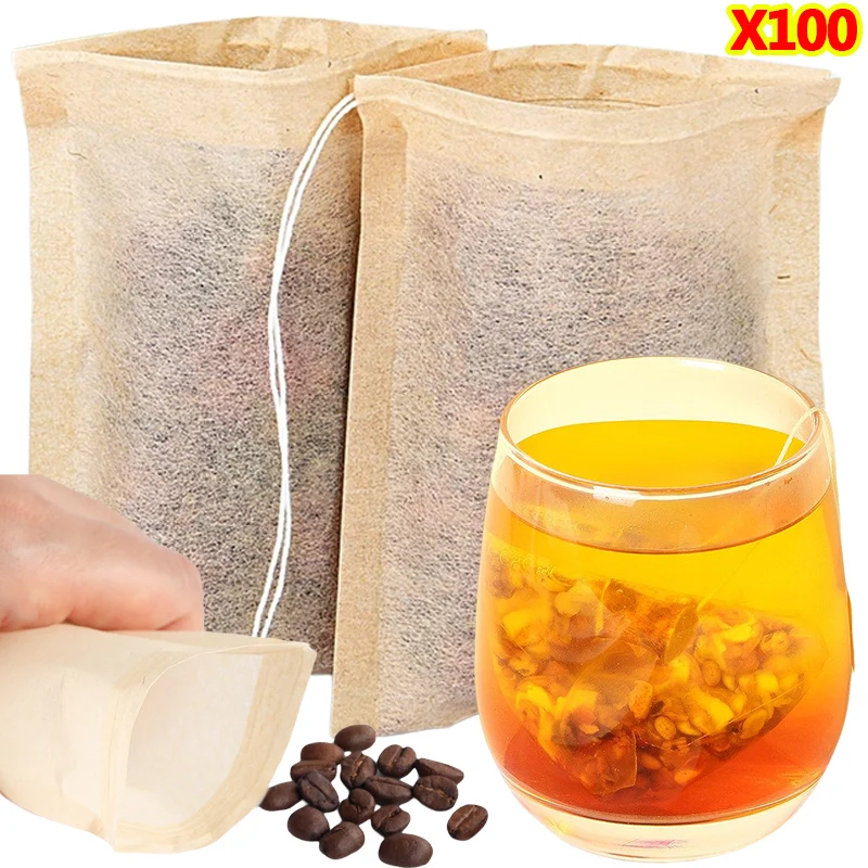 100 個ティーバッグ巾着フィルター付き空のティーバッグコー - Coffee Tea And Leaf のレビューと価格