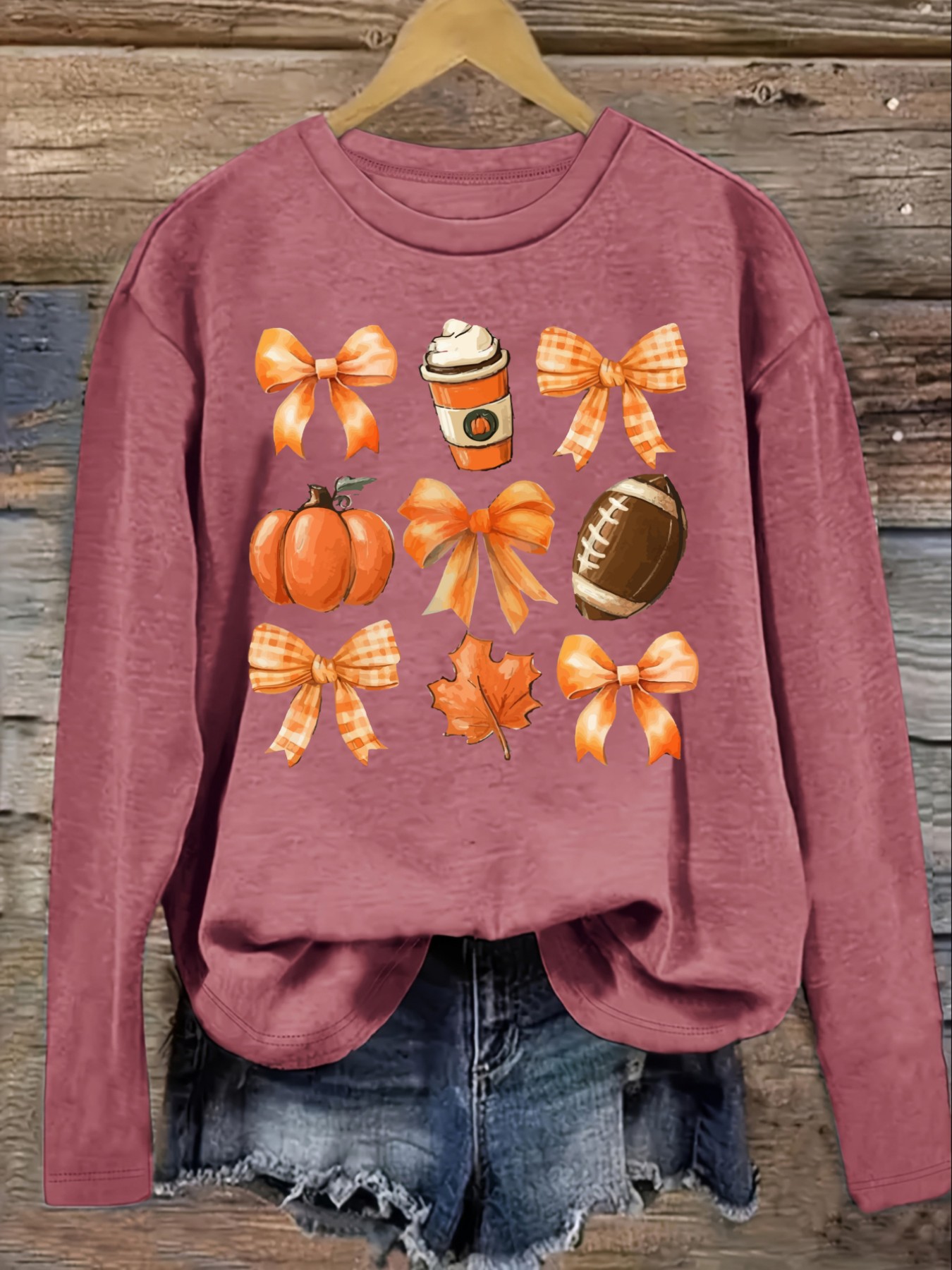 レディースカジュアル長袖クルーネックTシャツ、パンプキンボウ - Coffee & Tea Garden Lincoln Menu のレビューと価格