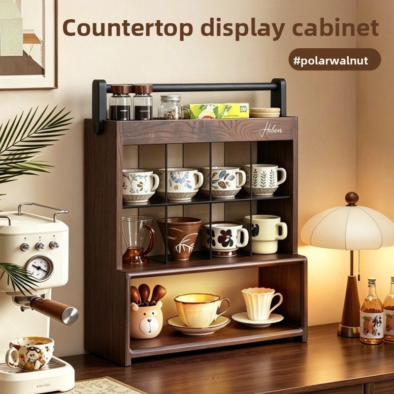無垢材製コーヒーカップ用ディスプレイラック 多層式ティーセッ - Coffee Tea Unit のレビューと価格