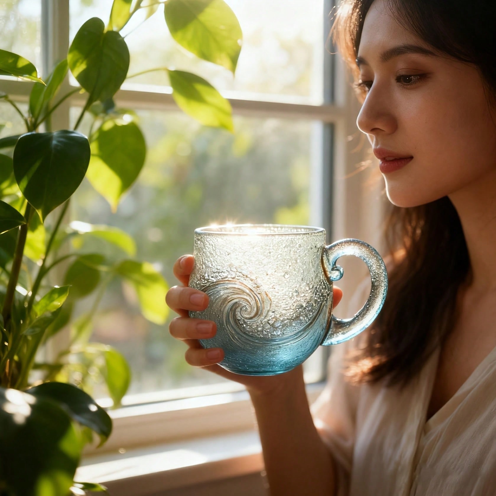 シーグラスウェーブマグ、ユニークな質感のビーチテーマドリンク - Coffee Or Tea Please のレビューと価格