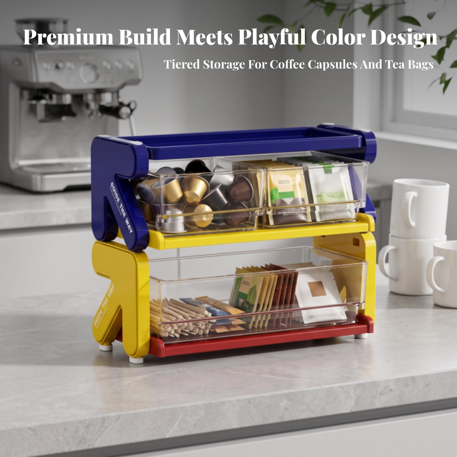省スペースデスクシェルフオーガナイザー、透明引き出し付き、キ - Coffee Tea Unit のレビューと価格