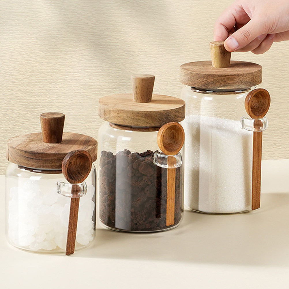 透明ガラス製食品保存容器、気密性のある木製蓋付き、コーヒー容 - Coffee And Tea Glass のレビューと価格