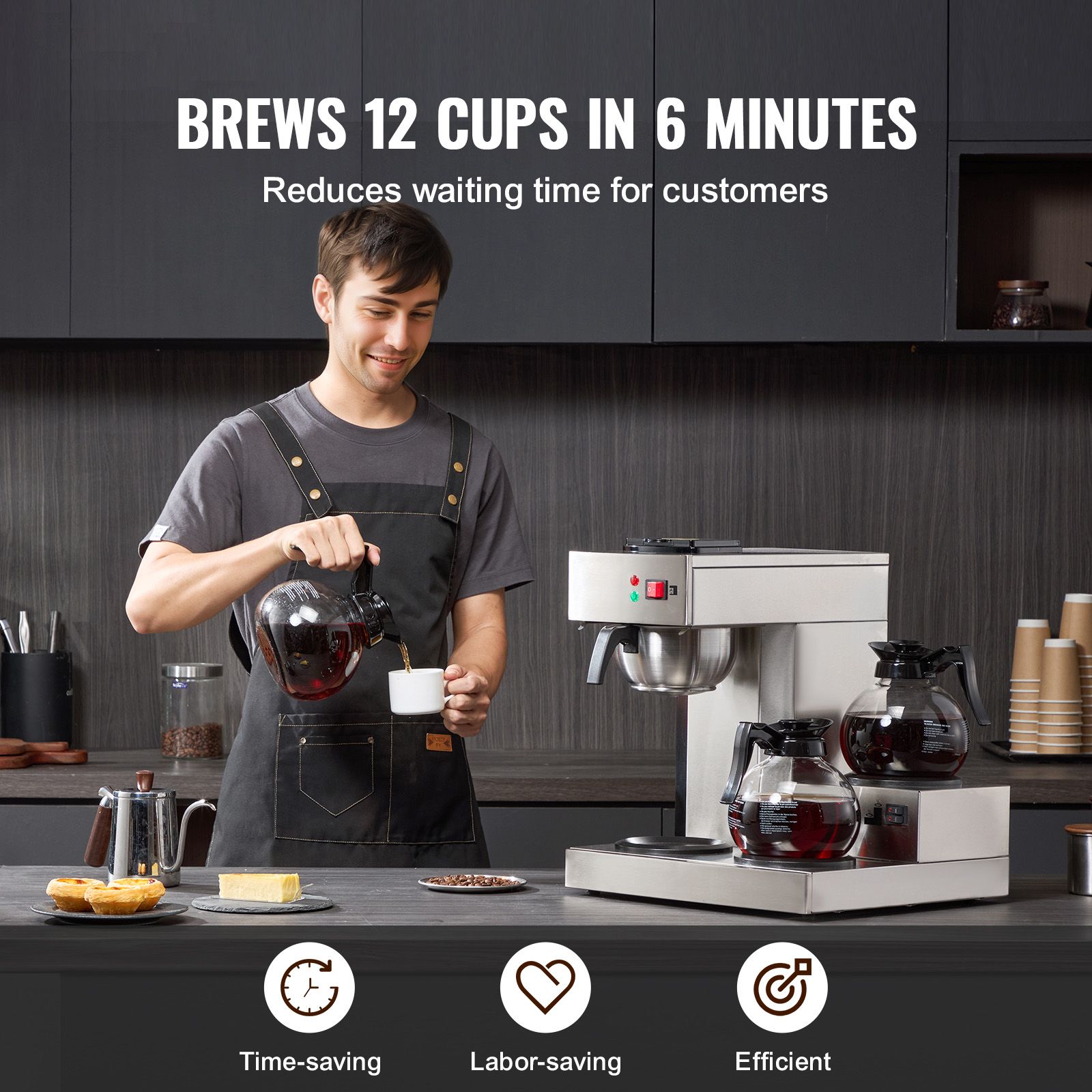 12カップ業務用ドリップコーヒーメーカー、3つのガラス製カラ - Coffee & Tea Garden Lincoln Menu のレビューと価格