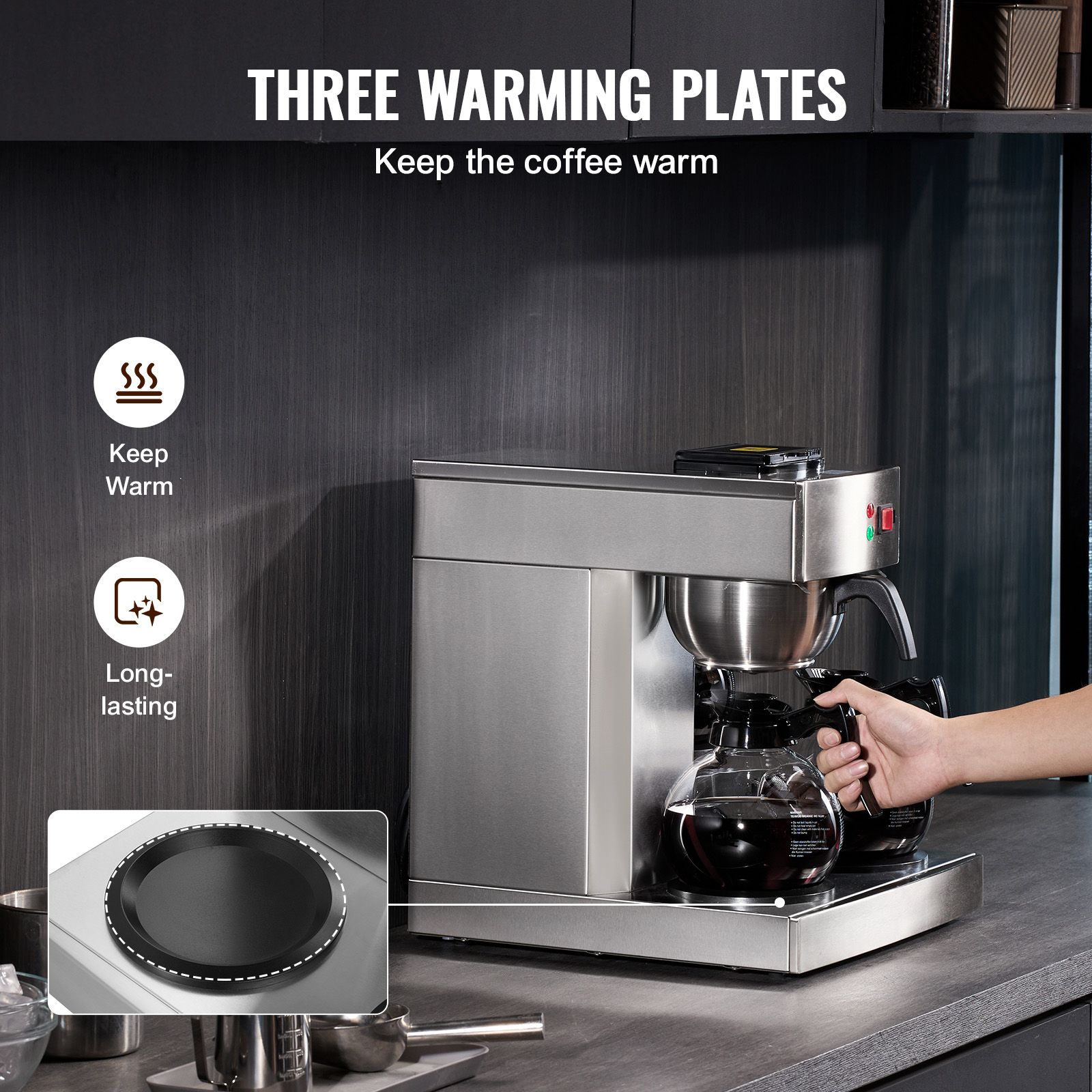 12カップ業務用ドリップコーヒーメーカー、3つのガラス製カラ - Coffee & Tea Garden Lincoln Menu のレビューと価格