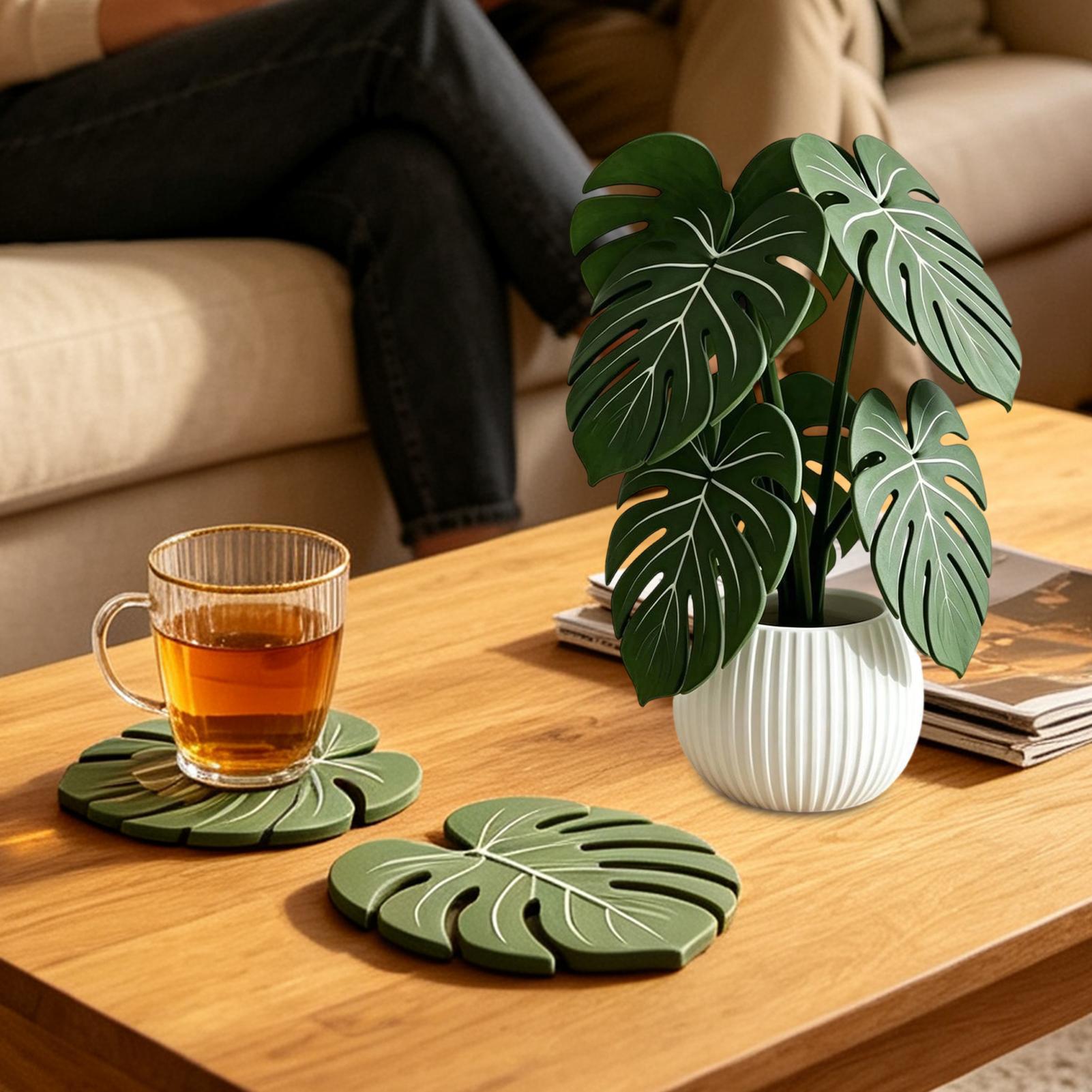 人工葉コースター フェイクグリーンプラント カップマット テ - Coffee Tea And Leaf のレビューと価格